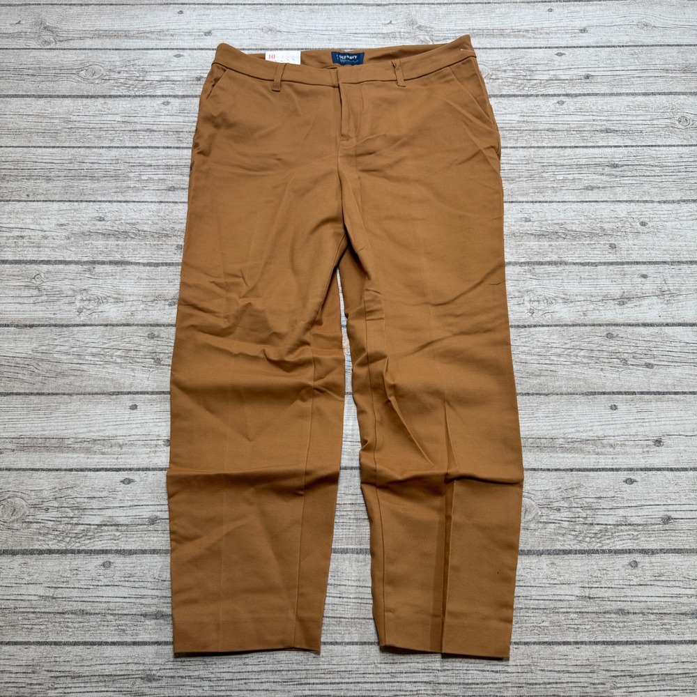 NEW Old Navy Pants Women's 10 Brown Harper Mid Rise Straight Leg Stretch Utility